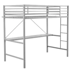 Emma And Oliver Metal Loft Bed Frame With Desk, Protective Guard Rails And Ladder For Kids, Teens And Adults -Home office GUEST 4a16e699 64d4 4918 8002 eb03a143e082