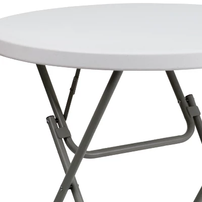 Emma And Oliver 2.63-Foot Round Granite White Plastic Folding Table - Event Table 5 Emma And Oliver 2.63-Foot Round Granite White Plastic Folding Table - Event Table - Image 5