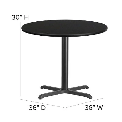 Emma And Oliver 36RD Black Table Set-X-Base & 4 Ladder Back Chairs,Black Seat 2 Emma And Oliver 36RD Black Table Set-X-Base & 4 Ladder Back Chairs,Black Seat - Image 2