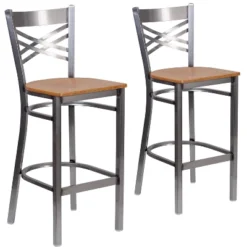 Emma And Oliver 2 Pack Clear Coated "X" Back Metal Restaurant Barstool -Home office GUEST 4b29301c 0e57 4ac7 8fa3 b36ac2d2565e