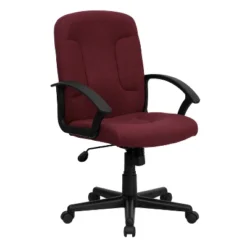 Emma And Oliver Mid-Back Fabric Executive Swivel Office Chair With Nylon Arms -Home office GUEST 4ba88b91 55a7 40d0 8833 e67be9165046