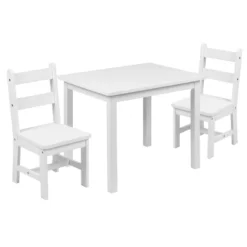 Emma And Oliver Kids 3 Piece Solid Hardwood Table And Chair Set For Playroom, Kitchen -Home office GUEST 4bb45d0b 3dc3 4ab8 ab71 9f70a7da9717