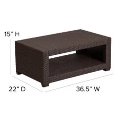 Emma And Oliver Chocolate Brown Faux Rattan Coffee Table -Home office GUEST 4c10282e 4a04 4297 af3a e3c8de4d5ffa