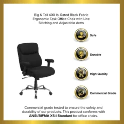 Emma And Oliver 400 Lb. Big & Tall Mid-Back Swivel Clean Line Stitch Ergonomic Task Office Chair -Home office GUEST 4c40ede3 a67a 4bad 8107 963b5a3e4886