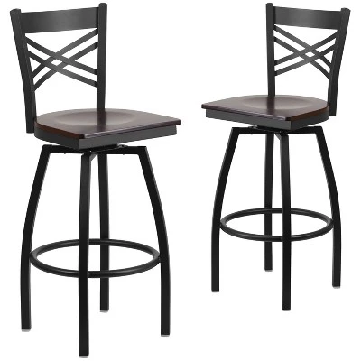 Emma And Oliver 2 Pack "X" Back Swivel Metal Barstool 8 Emma And Oliver 2 Pack "X" Back Swivel Metal Barstool - Image 8
