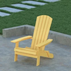 Emma And Oliver Set Of 4 Indoor/Outdoor Poly Resin Folding Adirondack Chairs, All-Weather Chairs For Porch, Patio, Or Sunroom -Home office GUEST 4c8cb815 ee27 432b 8989 4281dccc99f0
