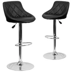 Emma And Oliver 2 Pack Contemporary Vinyl Bucket Seat Adjustable Height Barstool With Diamond Pattern Back And Chrome Base -Home office GUEST 4ca5b3e7 e5c7 4baa b0a2 f2266e1225dd
