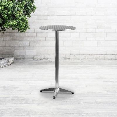 Emma And Oliver 23.25" Round Aluminum Indoor-Outdoor Bar Height Table With Flip-Up Table 1 Emma And Oliver 23.25" Round Aluminum Indoor-Outdoor Bar Height Table With Flip-Up Table