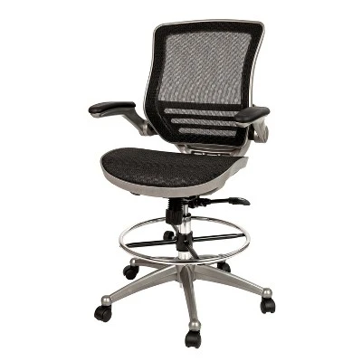 Emma And Oliver Mid-Back Transparent Mesh Drafting Chair With Flip-Up Arms 14 Emma And Oliver Mid-Back Transparent Mesh Drafting Chair With Flip-Up Arms - Image 14