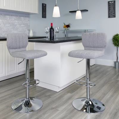 Emma And Oliver 2 Pack Contemporary Vinyl Adjustable Height Barstool With Vertical Stitch Back And Chrome Base 1 Emma And Oliver 2 Pack Contemporary Vinyl Adjustable Height Barstool With Vertical Stitch Back And Chrome Base