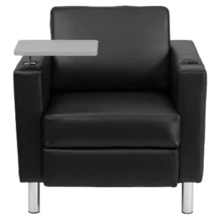 Emma And Oliver Black LeatherSoft Tablet Arm Chair, Tall Chrome Legs And Cup Holder -Home office GUEST 4e78afb8 f5c2 4a27 9c92 4da5575fd59e