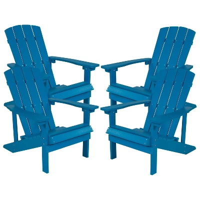 Emma And Oliver 4 Pack Outdoor All-Weather Poly Resin Wood Adirondack Chairs 14 Emma And Oliver 4 Pack Outdoor All-Weather Poly Resin Wood Adirondack Chairs - Image 14