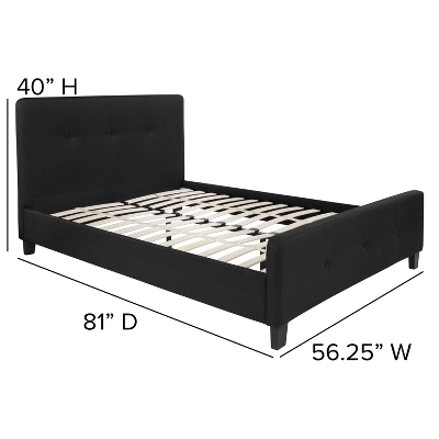 Emma And Oliver Full Size Three Button Tufted Platform Bed In Black Fabric 2 Emma And Oliver Full Size Three Button Tufted Platform Bed In Black Fabric - Image 2