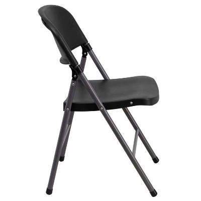 Emma And Oliver 6 Pack 330 Lb. Capacity Black Plastic Folding Chair - Charcoal Frame - Event Chair 8 Emma And Oliver 6 Pack 330 Lb. Capacity Black Plastic Folding Chair - Charcoal Frame - Event Chair - Image 8