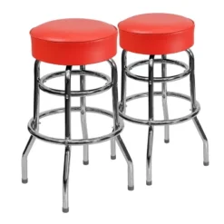 Emma And Oliver 2 Pack Double Ring Chrome Barstool
