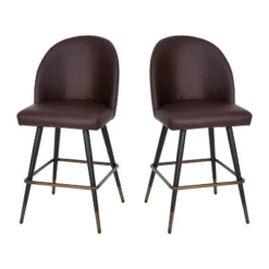 Emma And Oliver Modern Upholstered Dining Stools With Contoured Backs & Powder Coated Steel Legs With Floor Glides - Set Of 2 6 Emma And Oliver Modern Upholstered Dining Stools With Contoured Backs & Powder Coated Steel Legs With Floor Glides - Set Of 2 -Home office GUEST 5065b943 54fa 404f 8959 ca6285dad524