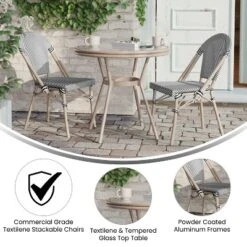 Emma & Oliver Massalia Indoor/Outdoor Bistro Style 31.5 In. Table With Textilene, Glass Top, And Two Chairs - Metal Frame 13 Emma & Oliver Massalia Indoor/Outdoor Bistro Style 31.5 In. Table With Textilene, Glass Top, And Two Chairs - Metal Frame -Home office GUEST 50c79574 a9dd 4efd 801b 8fe6329730e5