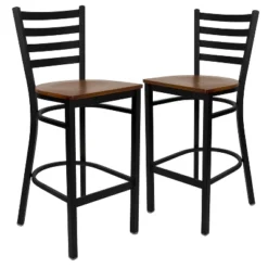 Emma And Oliver 2 Pack Ladder Back Metal Restaurant Barstool -Home office GUEST 5121858e 8b36 48a9 910b e802d93ec117