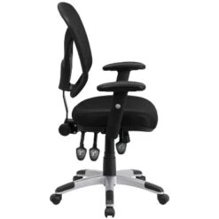 Emma And Oliver Mid-Back Black Mesh Multifunction Swivel Ergonomic Task Office Chair - Arms -Home office GUEST 5131c71c 7d3c 4f90 b7d4 84403ed8f148