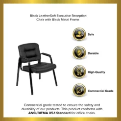 Emma And Oliver Black LeatherSoft Executive Reception Chair - Guest Chair -Home office GUEST 51a1e283 73fc 4ef9 8d07 8c8b9d8791ee
