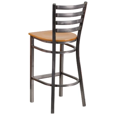 Emma And Oliver 2 Pack Clear Coated Ladder Back Metal Restaurant Barstool 2 Emma And Oliver 2 Pack Clear Coated Ladder Back Metal Restaurant Barstool - Image 2