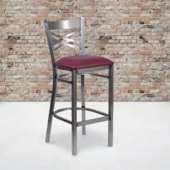 Emma And Oliver 2 Pack Clear Coated "X" Back Metal Restaurant Barstool