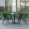 Emma And Oliver 31.5'' Round Aluminum Indoor-Outdoor Table Set With 4 Slat Back Chairs