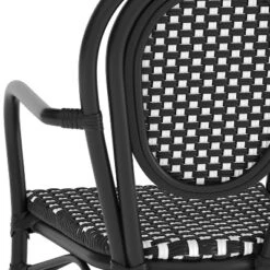 Emma & Oliver Colmar Indoor/Outdoor Stacking Thonet Bistro Style Chair With Arms, PE Rattan Seat And Finished Metal Frame -Home office GUEST 53f03742 328a 4a2b b67e cc341cc9e901