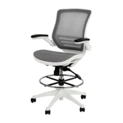 Emma And Oliver Mid-Back Transparent Mesh Drafting Chair With Flip-Up Arms 26 Emma And Oliver Mid-Back Transparent Mesh Drafting Chair With Flip-Up Arms -Home office GUEST 5452544d 693e 4fdb 89a6 f8798ce4649c