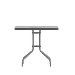 Emma And Oliver 31.5" Square Tempered Glass Metal Table With Smooth Ripple Design Top -Home office GUEST 54b6ba5f 6c40 4f95 a1fc 90d12ad41020