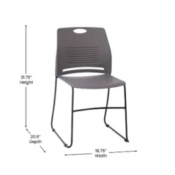 Emma And Oliver Heavy Duty 660 Lb. Capacity Ergonomic Polypropylene Stack Chair With Perforated Back And Steel Sled Base -Home office GUEST 5586c882 a7c3 429f 8381 371aa72134b8