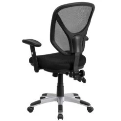 Emma And Oliver Mid-Back Black Mesh Multifunction Swivel Ergonomic Task Office Chair - Arms -Home office GUEST 558cd771 192b 4c46 b5bb 469abfa77f26