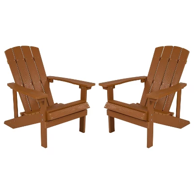 Emma And Oliver 2 Pack Outdoor All-Weather Poly Resin Wood Adirondack Chairs 10 Emma And Oliver 2 Pack Outdoor All-Weather Poly Resin Wood Adirondack Chairs - Image 10