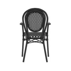 Emma & Oliver Colmar Set Of Four Indoor/Outdoor Stacking Thonet Bistro Style Chairs With Arms, PE Rattan Seat And Finished Metal Frame -Home office GUEST 5714038b bdc5 44bc a75a 9779c37f70a8