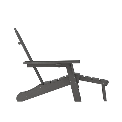 Emma And Oliver Adirondack Chair With Cup Holder And Pull Out Ottoman, All-Weather HDPE Indoor/Outdoor Lounge Chair 9 Emma And Oliver Adirondack Chair With Cup Holder And Pull Out Ottoman, All-Weather HDPE Indoor/Outdoor Lounge Chair - Image 9