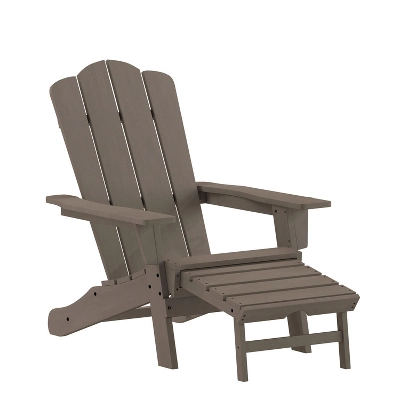 Emma And Oliver Adirondack Chair With Cup Holder And Pull Out Ottoman, All-Weather HDPE Indoor/Outdoor Lounge Chair 14 Emma And Oliver Adirondack Chair With Cup Holder And Pull Out Ottoman, All-Weather HDPE Indoor/Outdoor Lounge Chair - Image 14