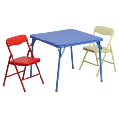 Emma And Oliver Kids 3 Piece Folding Table And Chair Set - Kids Activity Table Set -Home office GUEST 58d75bae fd43 4705 b429 fffb818c81d1