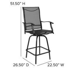 Emma And Oliver Patio Bar Height Stools Set Of 2, All-Weather Textilene Swivel Stools -Home office GUEST 592059d1 81bc 43e2 9d37 f8f5d375b30e