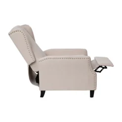 Emma And Oliver Fabric Upholstered Easy Push Back Recliner - Classic Wingback Design With Nailhead Accent Trim And Footrest -Home office GUEST 5995ac97 bfe0 4985 9b4f e776bb30cb44