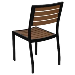 Emma And Oliver 2 Pack Outdoor Faux Teak Side Chair With Poly Slats - Teak Patio Chair -Home office GUEST 59ae201b 82ba 4a67 a53c bf4b3b5fc96f