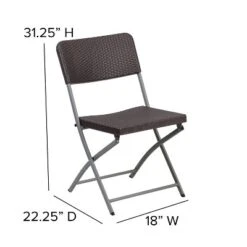 Emma And Oliver 2 Pack Brown Rattan Plastic Indoor-Outdoor Patio Folding Chair -Home office GUEST 5a2647b1 a4e0 4d87 9e35 18bb4b893963