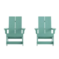 Emma And Oliver Set Of 2 Modern All-Weather Poly Resin Adirondack Rocking Chairs For Indoor/Outdoor Use -Home office GUEST 5a2c3598 447f 4368 93f9 8ebcf48cb68f