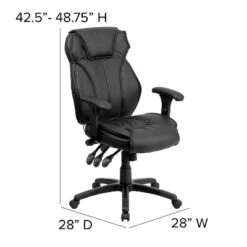 Emma And Oliver High Back Black LeatherSoft Multifunction Ergonomic Office Chair, Lumbar Knob -Home office GUEST 5a6b19e8 aa64 4f6d b917 bd718e844e3b