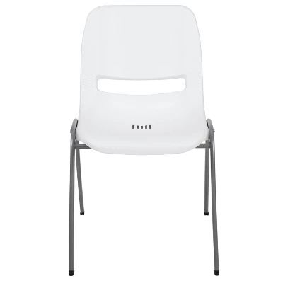 Emma And Oliver White Ergonomic Shell Student Stack Chair - Classroom Chair / Office Guest Chair 2 Emma And Oliver White Ergonomic Shell Student Stack Chair - Classroom Chair / Office Guest Chair - Image 2