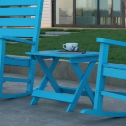 Emma And Oliver Portable Folding HDPE Adirondack Side Table For Indoor/Outdoor Use