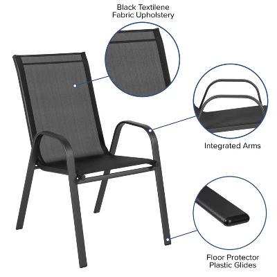 Emma And Oliver 5 Pack. Outdoor Stack Chair With Flex Comfort Material And Metal Frame 4 Emma And Oliver 5 Pack. Outdoor Stack Chair With Flex Comfort Material And Metal Frame - Image 4
