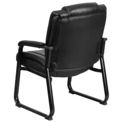 Emma And Oliver 500 Lb. Big & Tall Black LeatherSoft Tufted Side Chair With Sled Base -Home office GUEST 5bc32343 f994 410f 8908 8e6ca096e4d7