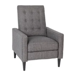 Emma And Oliver Jules Mid-Century Modern Button Tufted Upholstered Easy Pushback Recliner With Wooden Legs -Home office GUEST 5bd4ddb3 147a 4515 9a06 061430ab65da