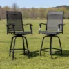 Emma And Oliver Patio Bar Height Stools Set Of 2, All-Weather Textilene Swivel Stools