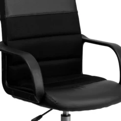Emma And Oliver Mid-Back Black LeatherSoft And Mesh Swivel Task Office Chair With Arms -Home office GUEST 5c9e8769 9d43 454c b341 1a5428c899d2